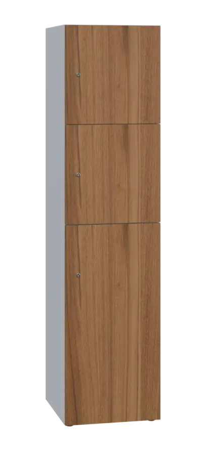 DOMINIT 432 úložná skříň 3-boxová, 1817x450x400 mm, korpus bílý, dvířka ořech světlý